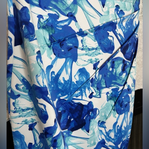 Calvin Klein | Women’s Blue White Sleeveless Zip Closure Sheath Dress, Size 12 - Picture 4 of 15